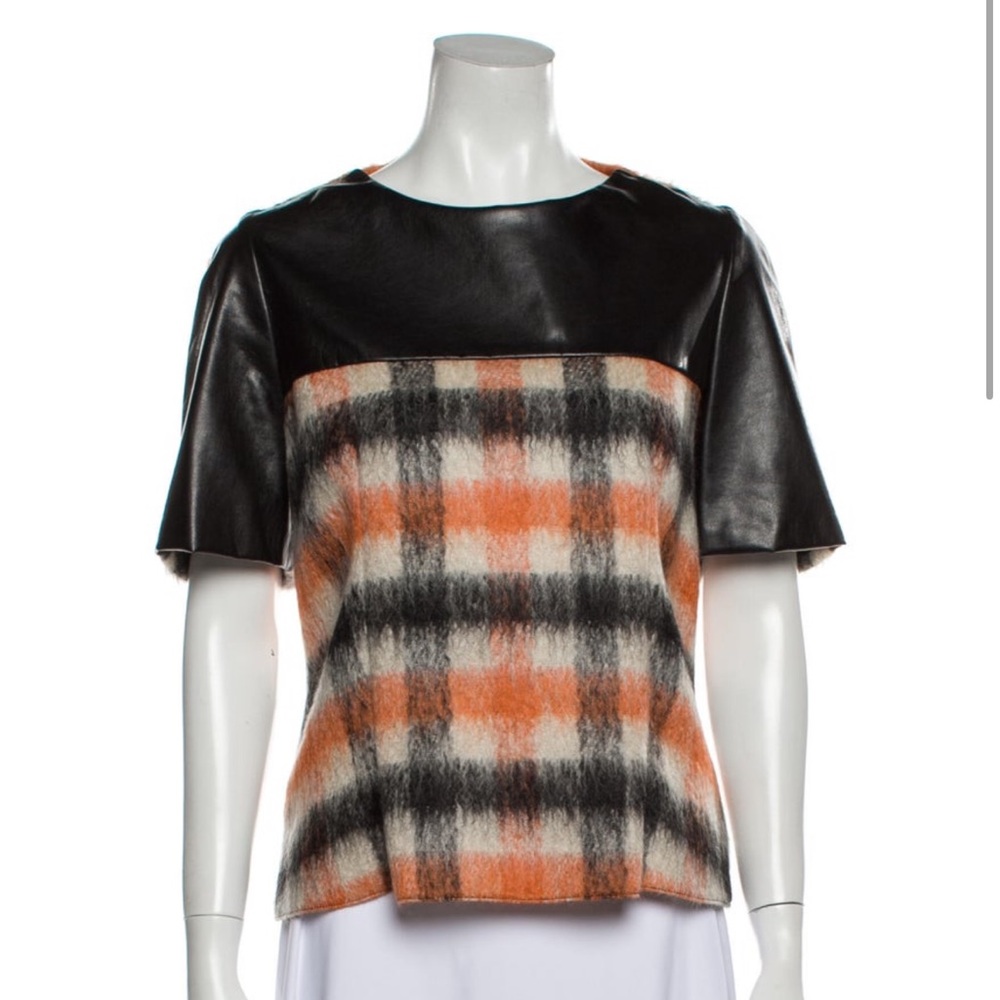 Balenciaga Plaid Black and Orange Mohair Tee